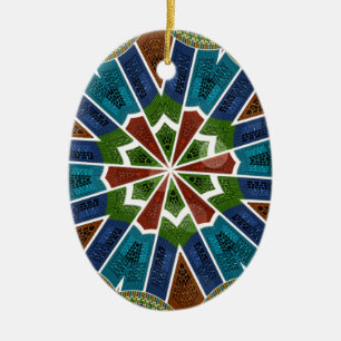 Beautiful Trendy Asian Textile Design Art Print Ceramic Tree Decoration