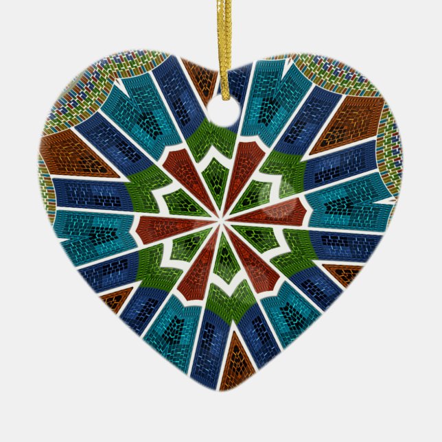 Beautiful Trendy Asian Textile Design Art Print Ceramic Tree Decoration (Front)