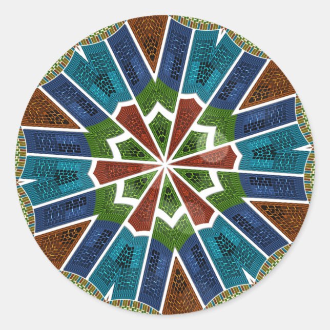 Beautiful Trendy Asian Textile Design Art Print Classic Round Sticker (Front)