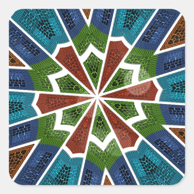 Beautiful Trendy Asian Textile Design Art Print Square Sticker (Front)