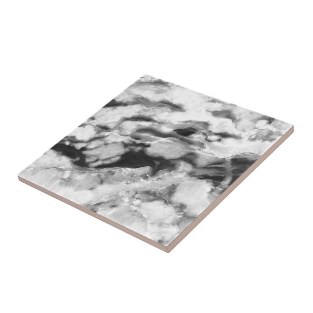 Beautiful Trendy Black White Marble Stone Ceramic Tile (Side)
