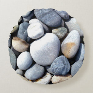Beautiful Trendy Coloured Natural Pebble Photo Round Cushion