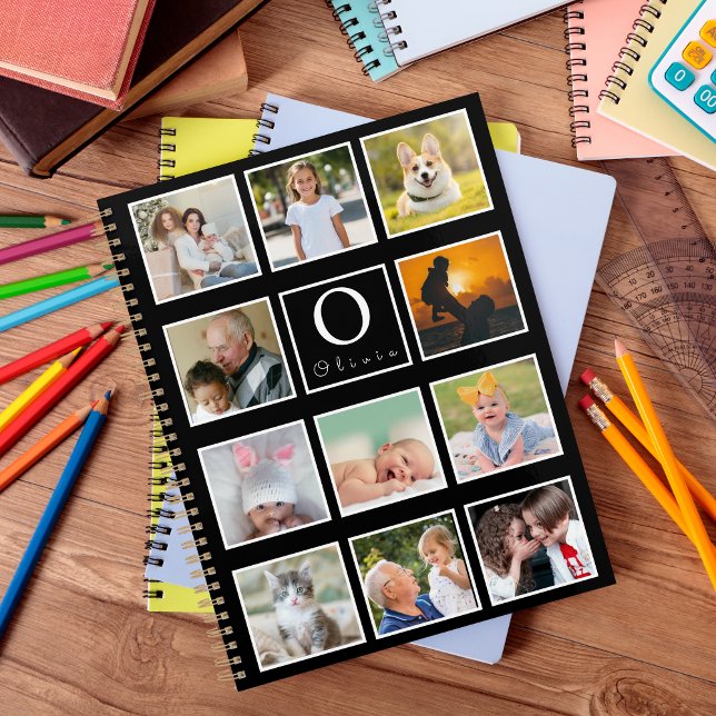 Beautiful Trendy Custom Monogram 11 Photos Collage Planner (Creator Uploaded)
