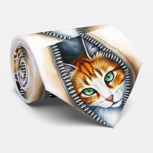 Beautiful Trendy Cute Watercolor Cat Collection Tie