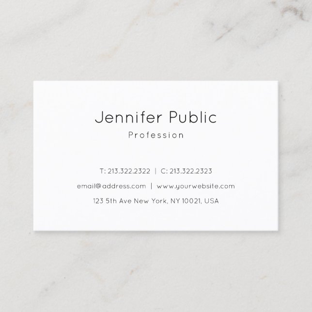 Beautiful Trendy Elegant Modern Design Sleek Plain Business Card (Front)
