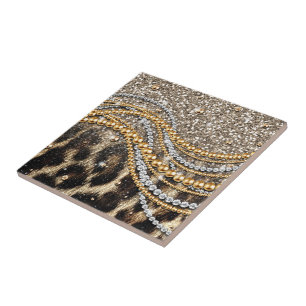 Beautiful trendy girly leopard animal print tile