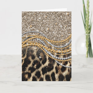 Beautiful Trendy Leopard Faux Animal Print Card