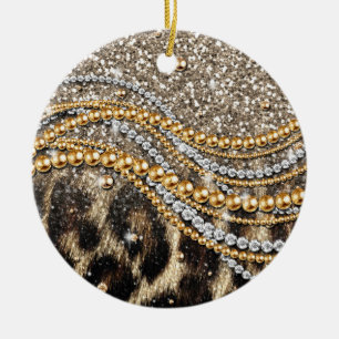 Beautiful Trendy Leopard Faux Animal Print Ceramic Tree Decoration