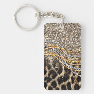 Beautiful Trendy Leopard Faux Animal Print Key Ring