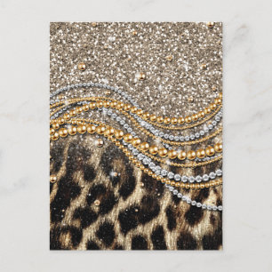 Beautiful Trendy Leopard Faux Animal Print Postcard