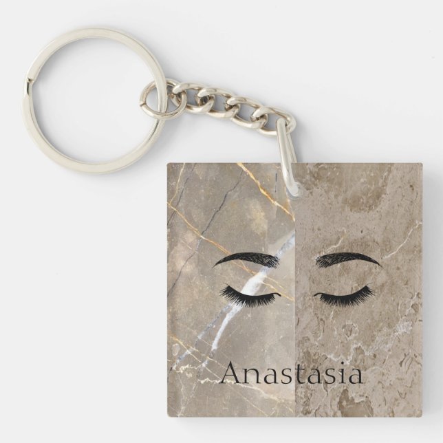 Beautiful Trendy Marble, Eyes  Key Ring (Front)