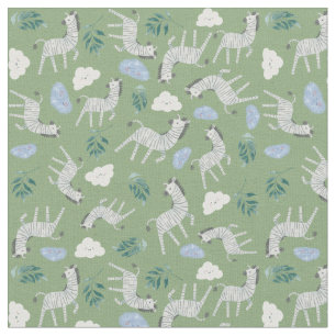 Beautiful trendy safari animals jungle sage green  fabric