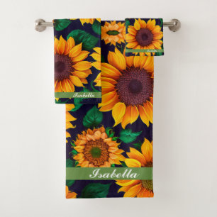 Beautiful Trendy Sunflower Collection Bath Towel Set