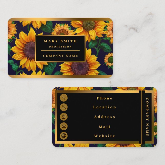 Beautiful Trendy Sunflower Collection Business Card (Front/Back)
