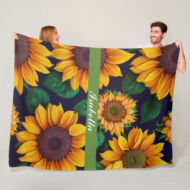 Beautiful Trendy Sunflower Collection Fleece Blanket (In Situ)