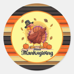 Beautiful Trendy Thanksgiving Autumn Collection Classic Round Sticker