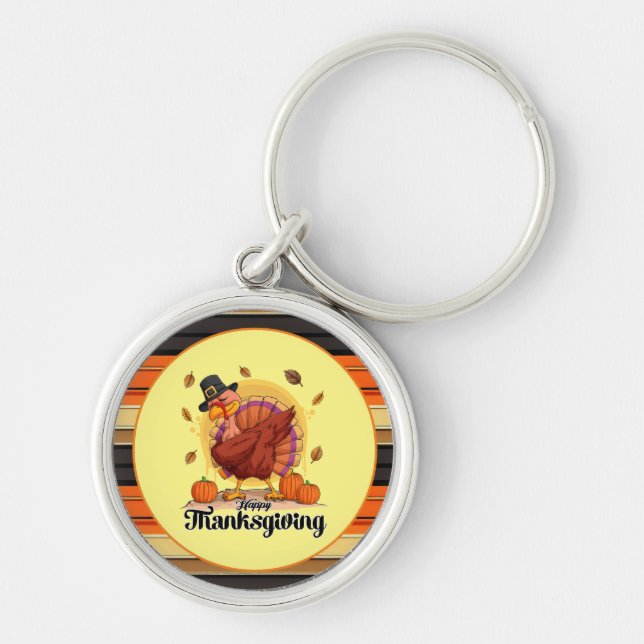 Beautiful Trendy Thanksgiving Autumn Collection Key Ring (Front)