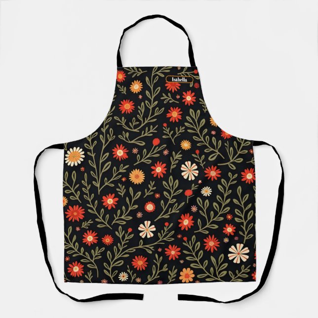 Beautiful Trendy Vintage Floral Collection Apron (Front)