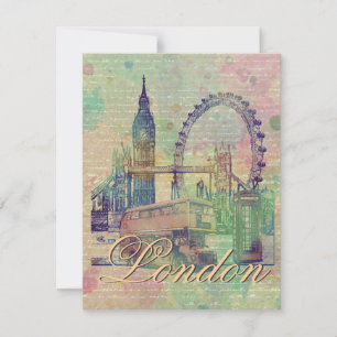 Beautiful trendy Vintage London Landmarks