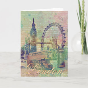 Beautiful trendy Vintage London Landmarks Card