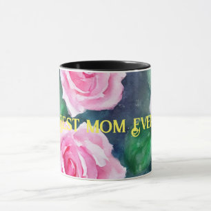 Beautiful Trendy Watercolor Pink Roses Collection Mug