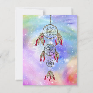 Beautiful trendy whimsical dream-catcher feathers