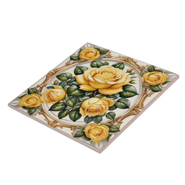 Beautiful Trendy Yellow Rose Collection Ceramic Tile (Side)