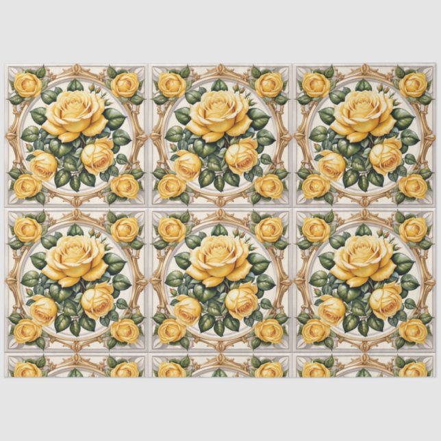 Beautiful Trendy Yellow Rose Collection Tissue Paper (Front)