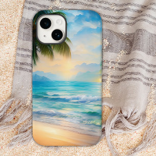 Beautiful Tropical Beach and Palm Trees Ocean Case-Mate iPhone 14 Case
