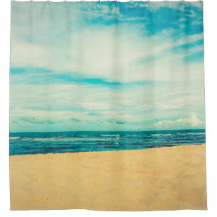 Beautiful tropical beach and sea landscape travel shower curtain