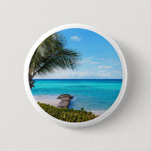 Beautiful Tropical Beach Breezy Palm Tree 6 Cm Round Badge