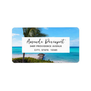Beautiful Tropical Beach Breezy Palm Tree Address Label