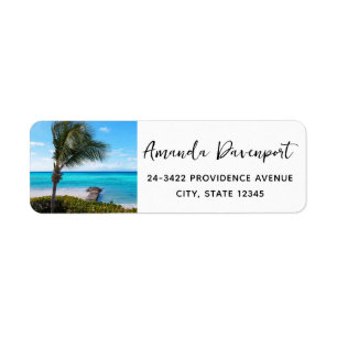 Beautiful Tropical Beach Breezy Palm Tree Address Return Address Label