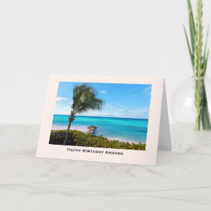Beautiful Tropical Beach Breezy Palm Tree Birthday Card