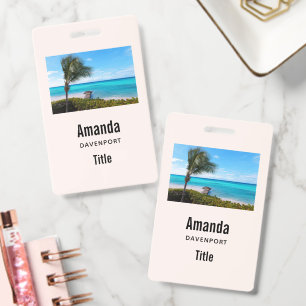 Beautiful Tropical Beach Breezy Palm Tree Business ID Badge