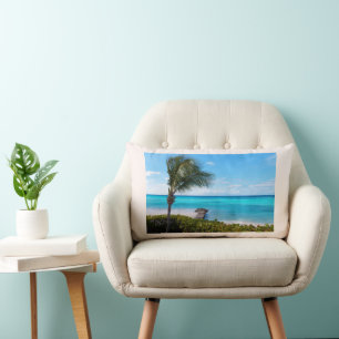 Beautiful Tropical Beach Breezy Palm Tree Lumbar Cushion