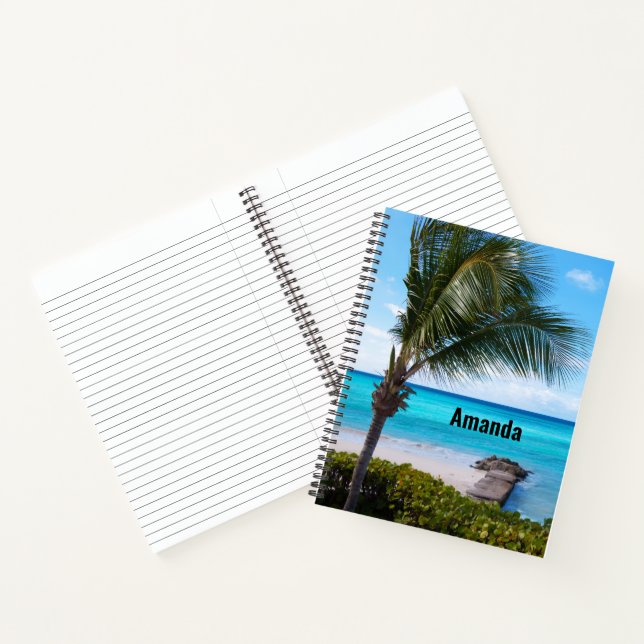Beautiful Tropical Beach Breezy Palm Tree Notebook (Inside)