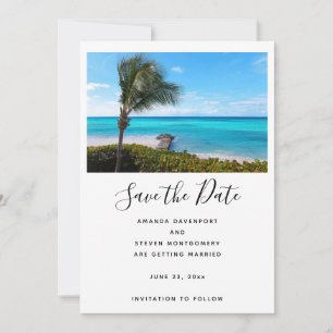 Beautiful Tropical Beach Breezy Palm Tree Wedding Save The Date