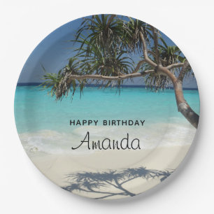 Beautiful Tropical Beach Ocean Paradise Birthday Paper Plate