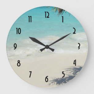 Beautiful Tropical Beach Ocean Paradise Large Clock