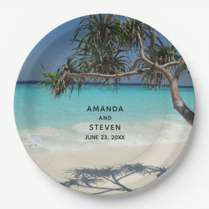 Beautiful Tropical Beach Ocean Paradise Wedding Paper Plate