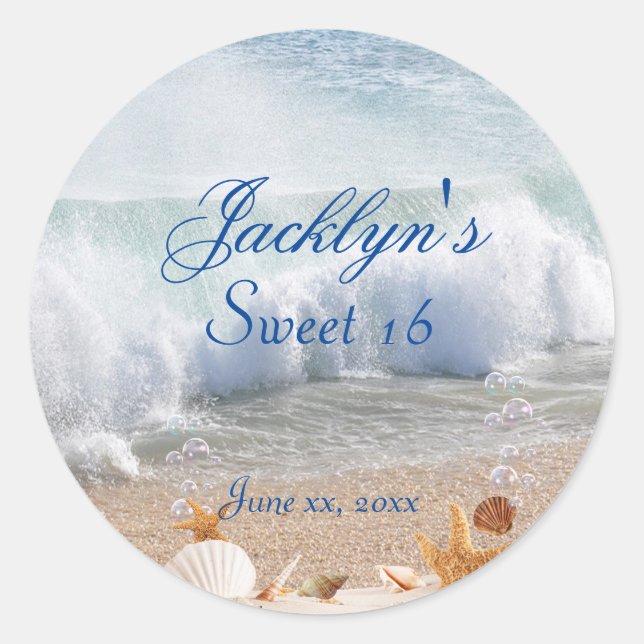 Beautiful Tropical Beach Sweet 16   Classic Round Sticker (Front)
