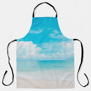 Beautiful tropical beach with blue sky and white c apron