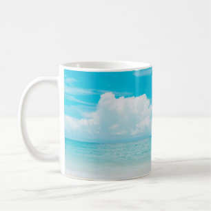 Beautiful tropical beach with blue sky and white c coffee mug