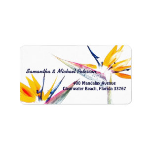 Beautiful Tropical Bird of Paradise Flowers Label