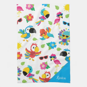 Beautiful Tropical Birds Colourful Paradise Patter Tea Towel