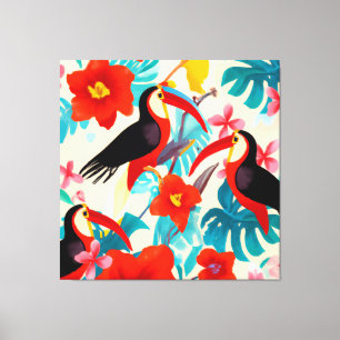 Beautiful tropical birds painting art canvas pri print