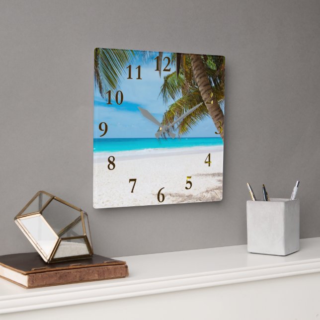 Beautiful Tropical Caribbean Beach Wall Clock (Office)