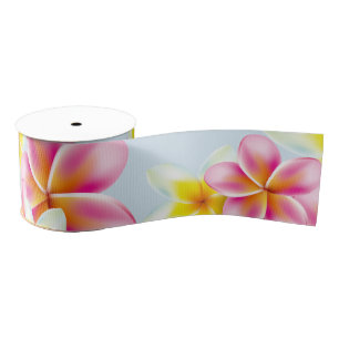Beautiful Tropical Cluster of Plumeria Flowers Grosgrain Ribbon