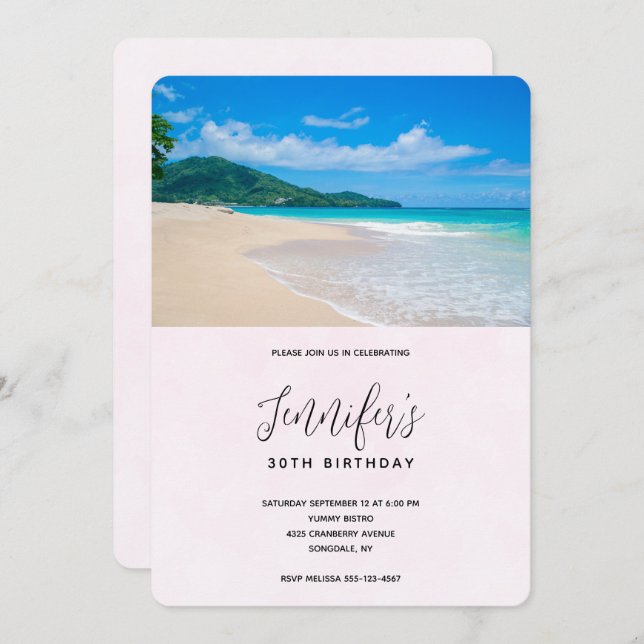 Beautiful Tropical Destination Beach Birthday Invitation (Front/Back)